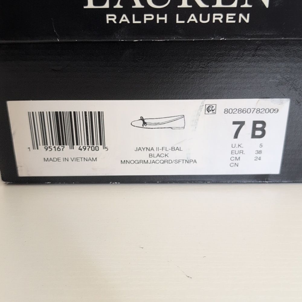 Lauren Ralph Lauren Size 7 Jayna II Ballet Flat Monogram Jacquard, NEW - Picture 2 of 12